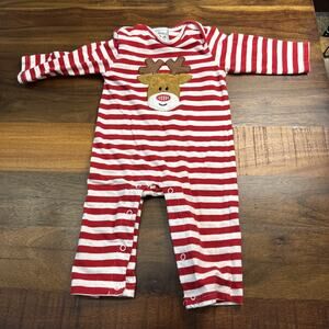 Three Sisters Red Striped Christmas Romper Size 6 months